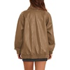 image:imageXIEERDUO Leather Jacket Women Fall Outfits 2026 Oversized Motorcycle Y2K Clothes Faux Leather Pocket Winter Coats Zip UpKhaki