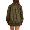 image:imageXIEERDUO Leather Jacket Women Fall Outfits 2026 Oversized Motorcycle Y2K Clothes Faux Leather Pocket Winter Coats Zip UpOlive Green