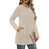 image:imageXIEERDUO Long Sleeve Shirts for Women Crewneck Tunic Tops Loose Fit Dressy Womens Sweaters with Pockets Fall Fashion 2026Apricot
