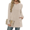 image:imageXIEERDUO Long Sleeve Shirts for Women Crewneck Tunic Tops Loose Fit Dressy Womens Sweaters with Pockets Fall Fashion 2026Apricot