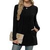 image:imageXIEERDUO Long Sleeve Shirts for Women Crewneck Tunic Tops Loose Fit Dressy Womens Sweaters with Pockets Fall Fashion 2026Black