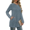 image:imageXIEERDUO Long Sleeve Shirts for Women Crewneck Tunic Tops Loose Fit Dressy Womens Sweaters with Pockets Fall Fashion 2026Blue