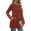 image:imageXIEERDUO Long Sleeve Shirts for Women Crewneck Tunic Tops Loose Fit Dressy Womens Sweaters with Pockets Fall Fashion 2026Caramel