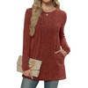 image:imageXIEERDUO Long Sleeve Shirts for Women Crewneck Tunic Tops Loose Fit Dressy Womens Sweaters with Pockets Fall Fashion 2026Caramel