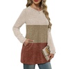 image:imageXIEERDUO Long Sleeve Shirts for Women Crewneck Tunic Tops Loose Fit Dressy Womens Sweaters with Pockets Fall Fashion 2026Colorblockapricot