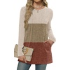 image:imageXIEERDUO Long Sleeve Shirts for Women Crewneck Tunic Tops Loose Fit Dressy Womens Sweaters with Pockets Fall Fashion 2026Colorblockapricot