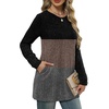 image:imageXIEERDUO Long Sleeve Shirts for Women Crewneck Tunic Tops Loose Fit Dressy Womens Sweaters with Pockets Fall Fashion 2026Colorblockblack