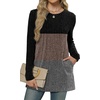 image:imageXIEERDUO Long Sleeve Shirts for Women Crewneck Tunic Tops Loose Fit Dressy Womens Sweaters with Pockets Fall Fashion 2026Colorblockblack