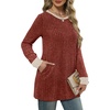 image:imageXIEERDUO Long Sleeve Shirts for Women Crewneck Tunic Tops Loose Fit Dressy Womens Sweaters with Pockets Fall Fashion 2026Colorblockcaramel  Apricot