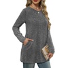 image:imageXIEERDUO Long Sleeve Shirts for Women Crewneck Tunic Tops Loose Fit Dressy Womens Sweaters with Pockets Fall Fashion 2026Dark Gray