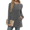image:imageXIEERDUO Long Sleeve Shirts for Women Crewneck Tunic Tops Loose Fit Dressy Womens Sweaters with Pockets Fall Fashion 2026Dark Gray