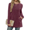 image:imageXIEERDUO Long Sleeve Shirts for Women Crewneck Tunic Tops Loose Fit Dressy Womens Sweaters with Pockets Fall Fashion 2026Fuchsia
