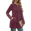 image:imageXIEERDUO Long Sleeve Shirts for Women Crewneck Tunic Tops Loose Fit Dressy Womens Sweaters with Pockets Fall Fashion 2026Fuchsia