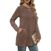 image:imageXIEERDUO Long Sleeve Shirts for Women Crewneck Tunic Tops Loose Fit Dressy Womens Sweaters with Pockets Fall Fashion 2026Khaki
