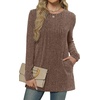 image:imageXIEERDUO Long Sleeve Shirts for Women Crewneck Tunic Tops Loose Fit Dressy Womens Sweaters with Pockets Fall Fashion 2026Khaki