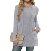 image:imageXIEERDUO Long Sleeve Shirts for Women Crewneck Tunic Tops Loose Fit Dressy Womens Sweaters with Pockets Fall Fashion 2026Light Gray
