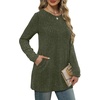 image:imageXIEERDUO Long Sleeve Shirts for Women Crewneck Tunic Tops Loose Fit Dressy Womens Sweaters with Pockets Fall Fashion 2026Olive Army Green