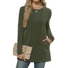 image:imageXIEERDUO Long Sleeve Shirts for Women Crewneck Tunic Tops Loose Fit Dressy Womens Sweaters with Pockets Fall Fashion 2026Olive Army Green
