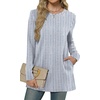 image:imageXIEERDUO Long Sleeve Shirts for Women Crewneck Tunic Tops Loose Fit Dressy Womens Sweaters with Pockets Fall Fashion 2026Patternedblue Stripe