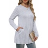 image:imageXIEERDUO Long Sleeve Shirts for Women Crewneck Tunic Tops Loose Fit Dressy Womens Sweaters with Pockets Fall Fashion 2026Patternedblue Stripe