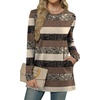 image:imageXIEERDUO Long Sleeve Shirts for Women Crewneck Tunic Tops Loose Fit Dressy Womens Sweaters with Pockets Fall Fashion 2026Patternedbrown Stripe