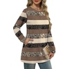 image:imageXIEERDUO Long Sleeve Shirts for Women Crewneck Tunic Tops Loose Fit Dressy Womens Sweaters with Pockets Fall Fashion 2026Patternedbrown Stripe