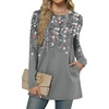 image:imageXIEERDUO Long Sleeve Shirts for Women Crewneck Tunic Tops Loose Fit Dressy Womens Sweaters with Pockets Fall Fashion 2026Patternedgrey Floral