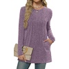 image:imageXIEERDUO Long Sleeve Shirts for Women Crewneck Tunic Tops Loose Fit Dressy Womens Sweaters with Pockets Fall Fashion 2026Purple