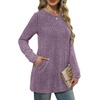 image:imageXIEERDUO Long Sleeve Shirts for Women Crewneck Tunic Tops Loose Fit Dressy Womens Sweaters with Pockets Fall Fashion 2026Purple