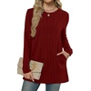 image:imageXIEERDUO Long Sleeve Shirts for Women Crewneck Tunic Tops Loose Fit Dressy Womens Sweaters with Pockets Fall Fashion 2026Red