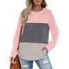 image:imageXIEERDUO Long Sleeve Tops For Women Casual Fall Tunic Sweatshirt Pink Color Block Winter L