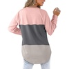 image:imageXIEERDUO Long Sleeve Tops For Women Casual Fall Tunic Sweatshirt Pink Color Block Winter L