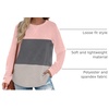 image:imageXIEERDUO Long Sleeve Tops For Women Casual Fall Tunic Sweatshirt Pink Color Block Winter L