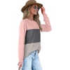 image:imageXIEERDUO Long Sleeve Tops For Women Casual Fall Tunic Sweatshirt Pink Color Block Winter L