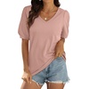 image:imageXIEERDUO T Shirt for Women Casual Round Neck Ruffled Sleeves Tunic Top01pink