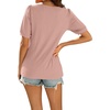 image:imageXIEERDUO T Shirt for Women Casual Round Neck Ruffled Sleeves Tunic Top01pink