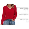 image:imageXIEERDUO Thermal Fall Outfits 2025 Dressy Casual Womens Sweater Fashion Clothing V Neck Tunic TopsRed