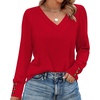 image:imageXIEERDUO Thermal Fall Outfits 2025 Dressy Casual Womens Sweater Fashion Clothing V Neck Tunic TopsRed