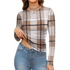image:imageXIEERDUO Winter Clothing for Women Sheer Long Sleeve Shirts for Women Christmas Date Night Outfit Plaid L