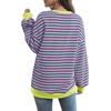 image:imageXIEERDUO Womens Crewneck Oversized Sweatshirt Striped Color Block Tops Long Sleeve Shirts Pullover Sweaters Y2K Clothes01 Striped Pink