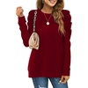 image:imageXIEERDUO Womens Crewneck Sweatshirt Fall Long Sleeve Tunic Tops Red Blouse Plus Size XXL