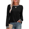 image:imageXIEERDUO Womens Long Sleeve Tops Color Block Casual Crewneck Tops Tshirt Basic Tee Fall Fashion Clothes Trendy OutfitsBlack