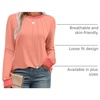 image:imageXIEERDUO Womens Long Sleeve Tops Color Block Casual Crewneck Tops Tshirt Basic Tee Fall Fashion Clothes Trendy OutfitsCoral