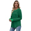 image:imageXIEERDUO Womens Long Sleeve Tops Color Block Casual Crewneck Tops Tshirt Basic Tee Fall Fashion Clothes Trendy OutfitsGreen