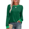 image:imageXIEERDUO Womens Long Sleeve Tops Color Block Casual Crewneck Tops Tshirt Basic Tee Fall Fashion Clothes Trendy OutfitsGreen