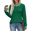 image:imageXIEERDUO Womens Long Sleeve Tops Color Block Casual Crewneck Tops Tshirt Basic Tee Fall Fashion Clothes Trendy OutfitsGreen