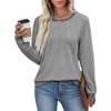 image:imageXIEERDUO Womens Long Sleeve Tops Color Block Casual Crewneck Tops Tshirt Basic Tee Fall Fashion Clothes Trendy OutfitsGrey