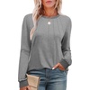 image:imageXIEERDUO Womens Long Sleeve Tops Color Block Casual Crewneck Tops Tshirt Basic Tee Fall Fashion Clothes Trendy OutfitsGrey