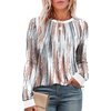 image:imageXIEERDUO Womens Long Sleeve Tops Color Block Casual Crewneck Tops Tshirt Basic Tee Fall Fashion Clothes Trendy OutfitsPatternedbrown Printed