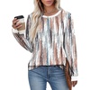 image:imageXIEERDUO Womens Long Sleeve Tops Color Block Casual Crewneck Tops Tshirt Basic Tee Fall Fashion Clothes Trendy OutfitsPatternedbrown Printed